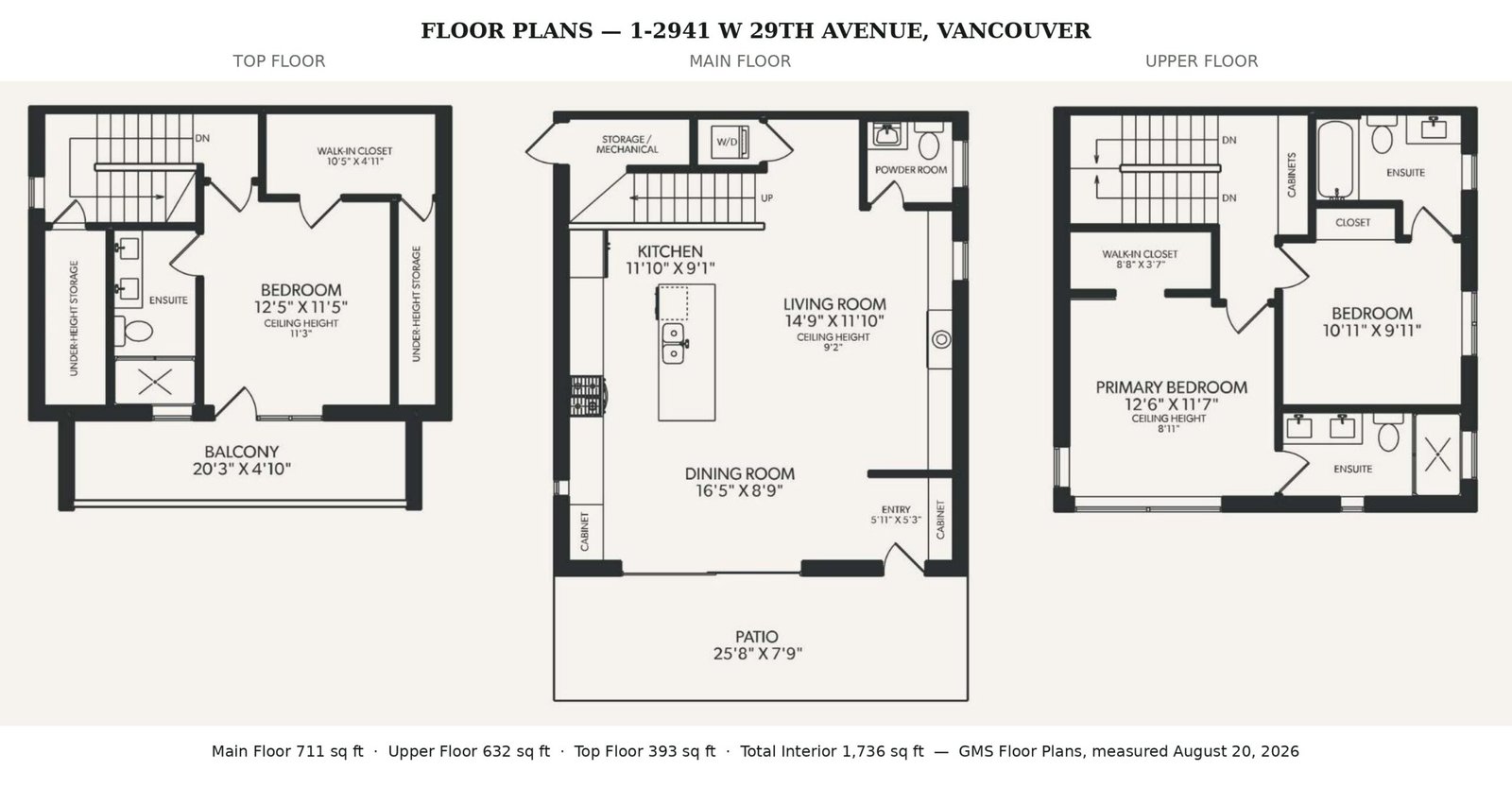 Floor plans for 1-2941 W 29th Ave, Vancouver (GMS Floor Plans)