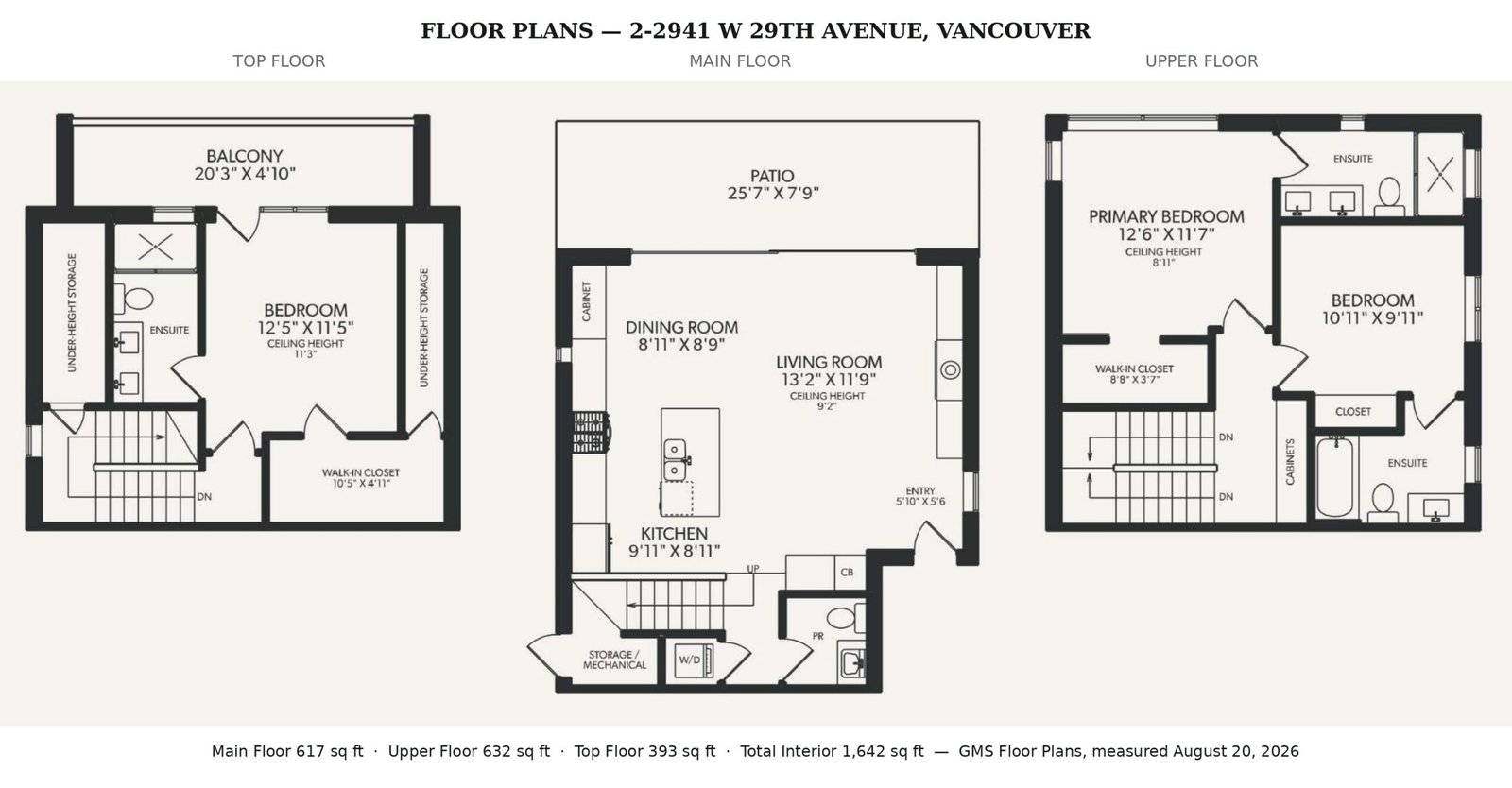 Floor plans for 2-2941 W 29th Ave, Vancouver (GMS Floor Plans)