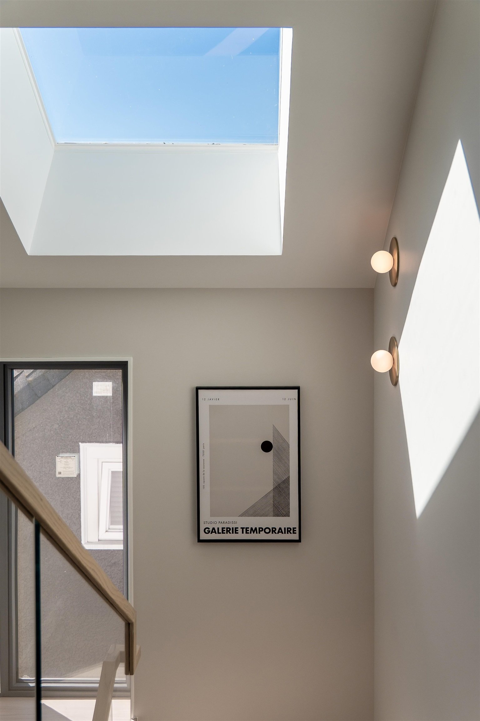 Stairwell skylight and sconces at 1-2941 W 29th Ave, Mackenzie Heights, Vancouver