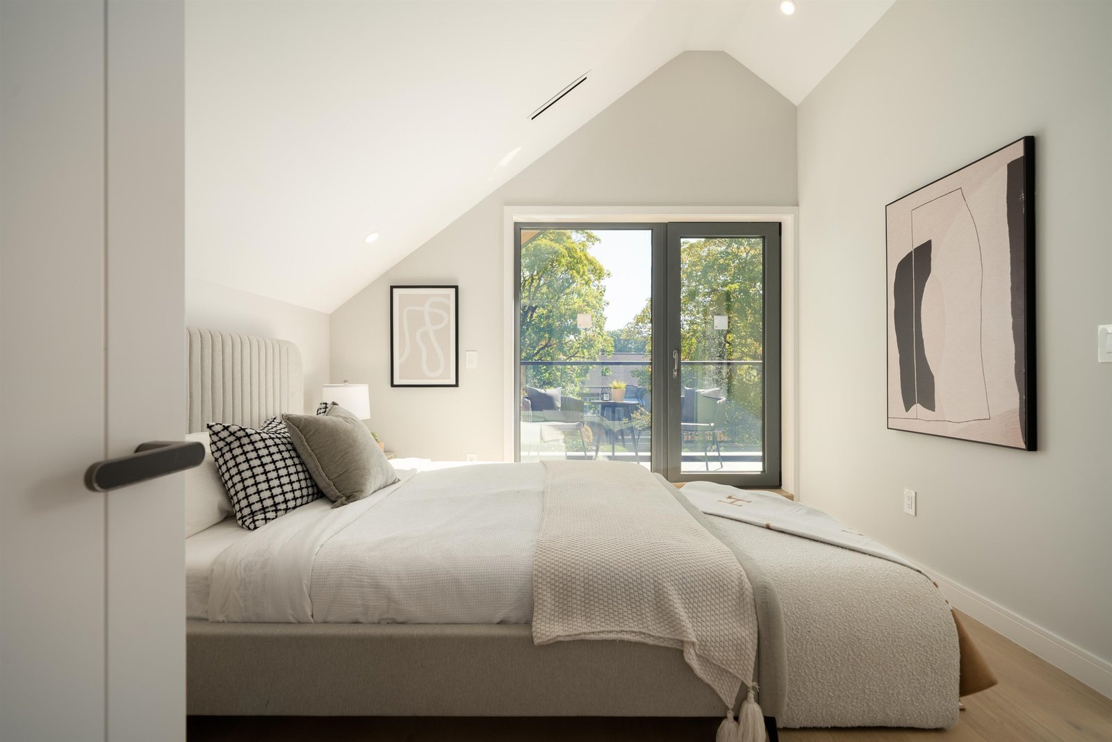 Upper bedroom with balcony doors, alternate angle, at 1-2941 W 29th Ave, Mackenzie Heights, Vancouver