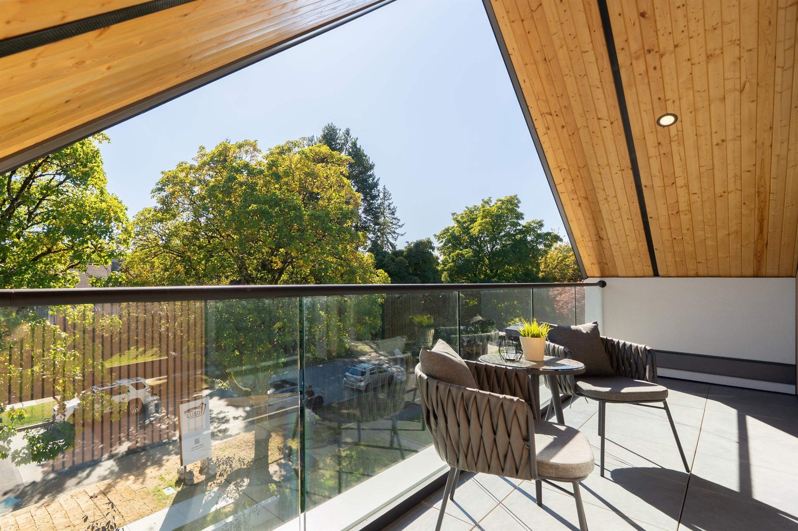 Balcony with cedar soffit at 1-2941 W 29th Ave, Mackenzie Heights, Vancouver