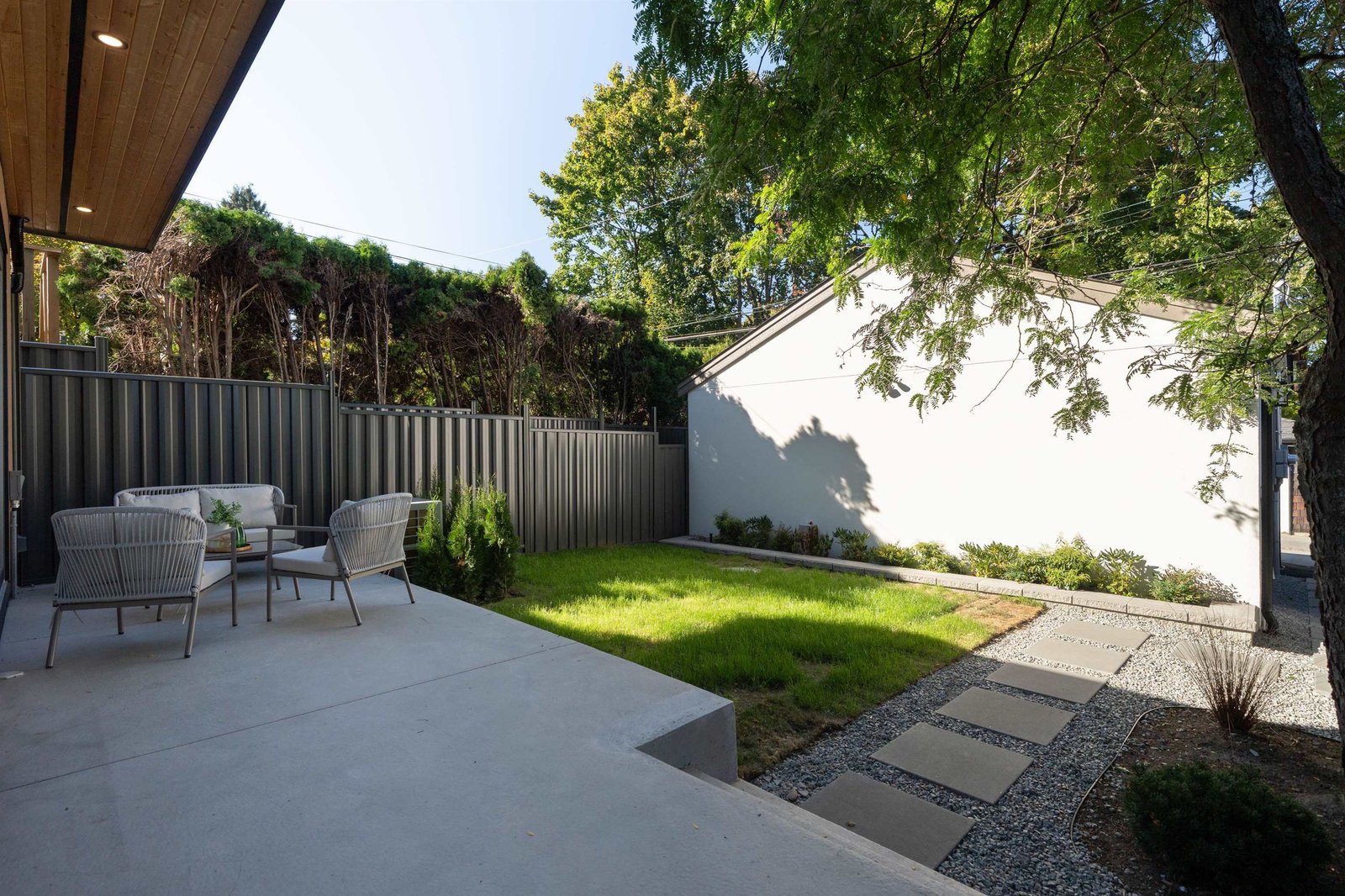 Private backyard patio and lawn at 2-2941 W 29th Ave, Mackenzie Heights, Vancouver