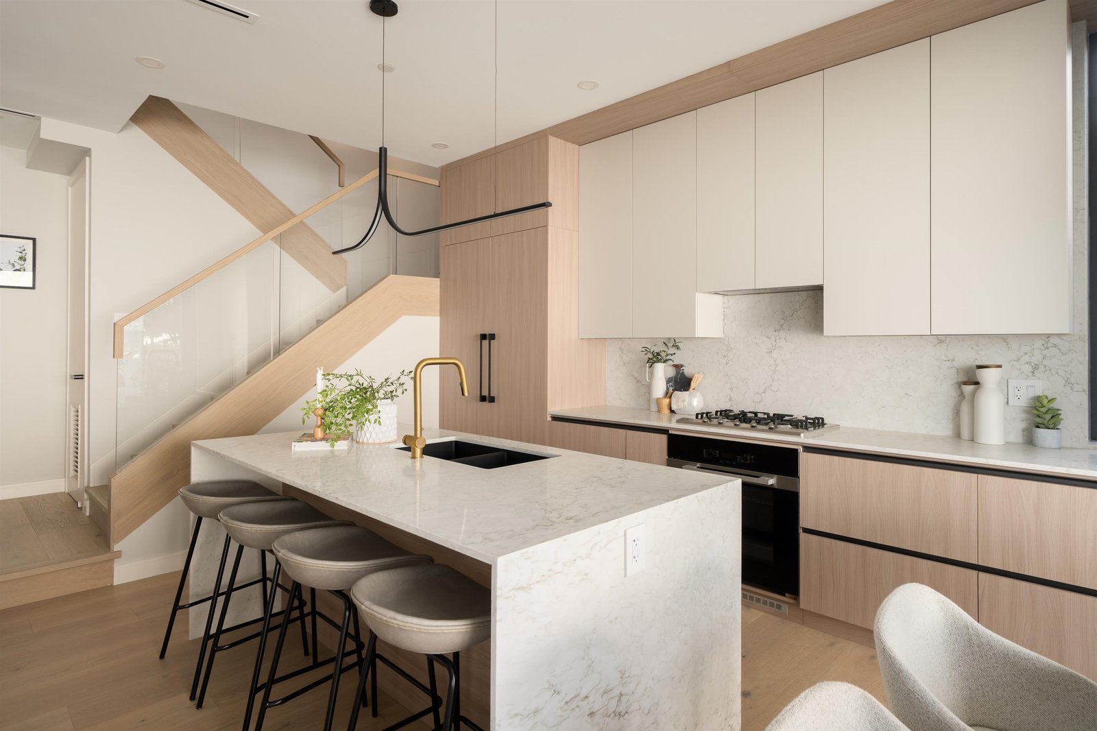 Kitchen island and staircase at 2-2941 W 29th Ave, Mackenzie Heights, Vancouver